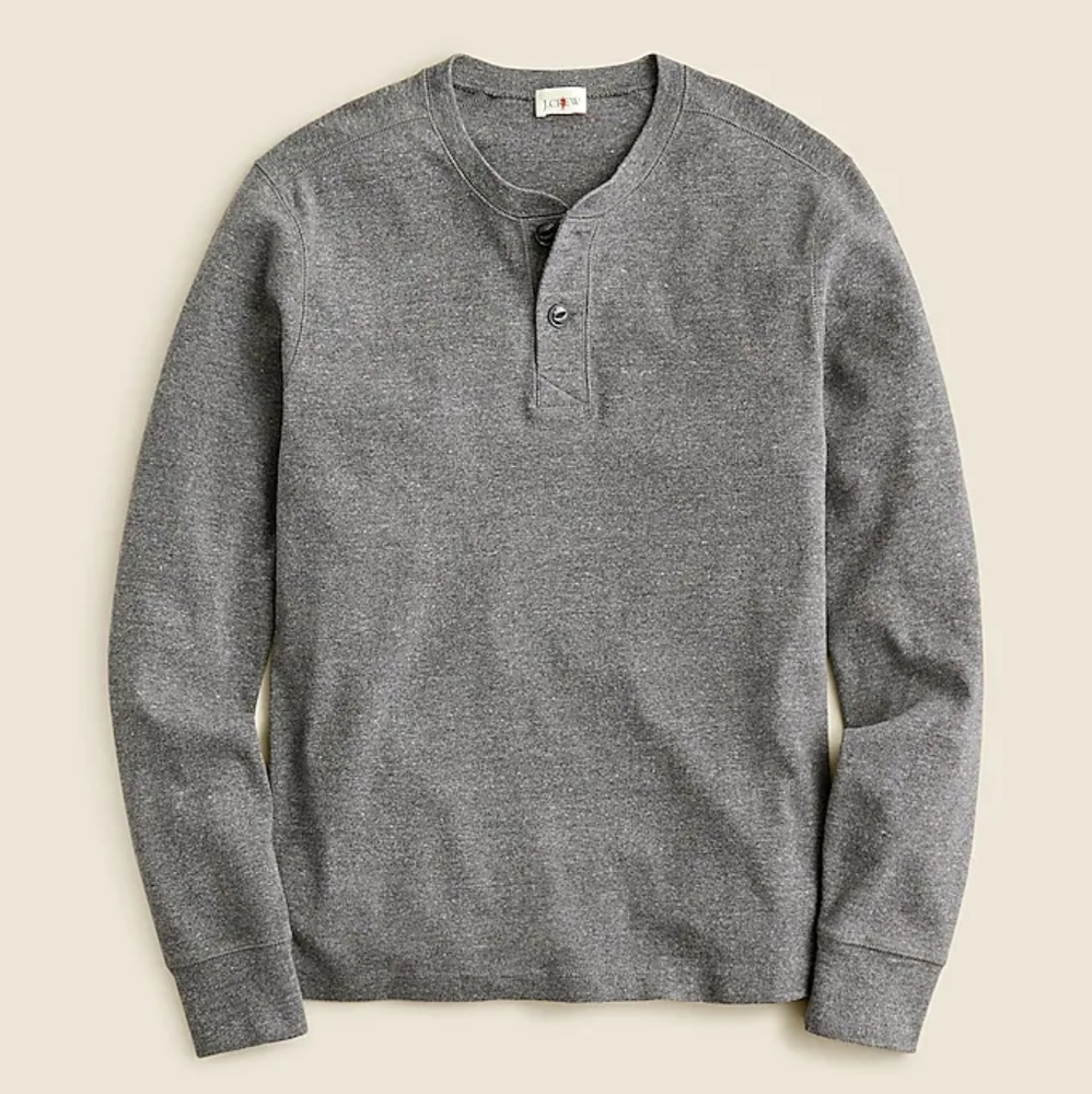 J Crew Heritage brushed rib-knit henley gray small